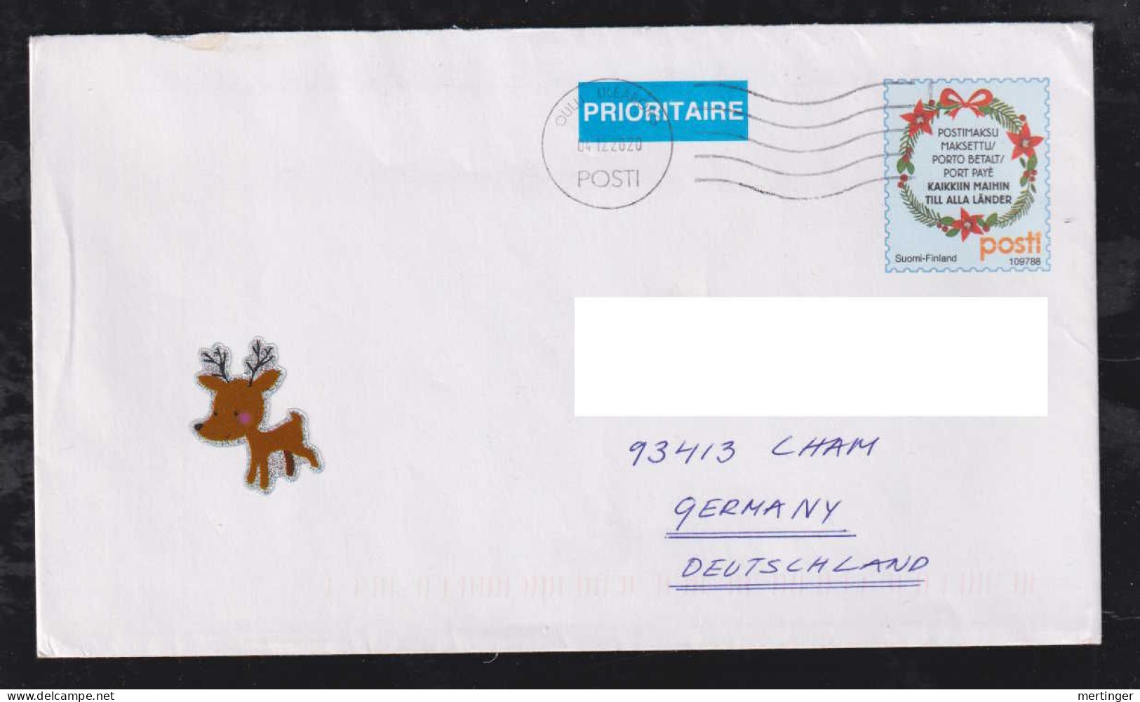 Finnland Finland 2020 Christmas Stationery Envelope OULU X CHAM Germany - Lettres & Documents