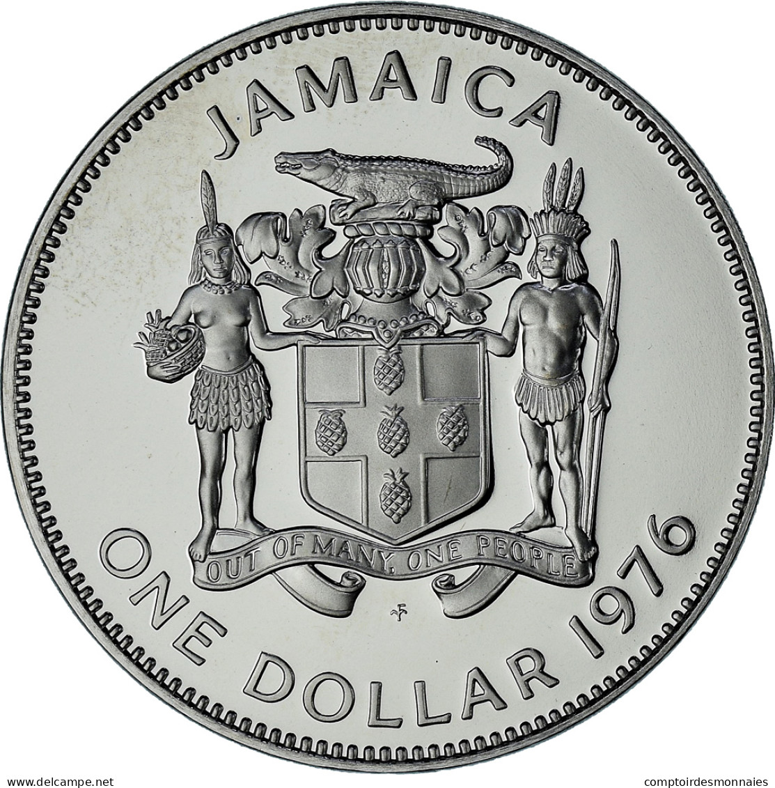 Jamaïque, Bustamante, Dollar, 1976, Franklin Mint, Proof, FDC, Du Cupronickel - Jamaica