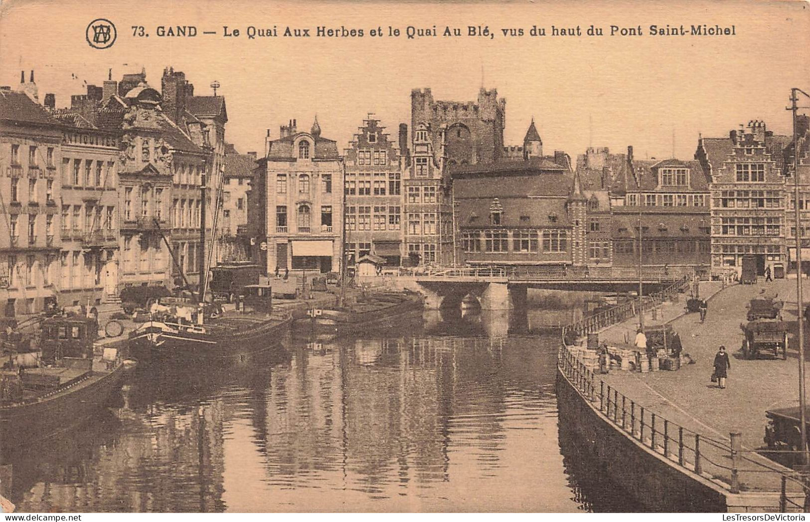 BELGIQUE - Gand - Le Quai Aux Herbes T La Quai Au Blé - Vus Du Haut Du Pont Saint Michel - Carte Postale Ancienne - Gent