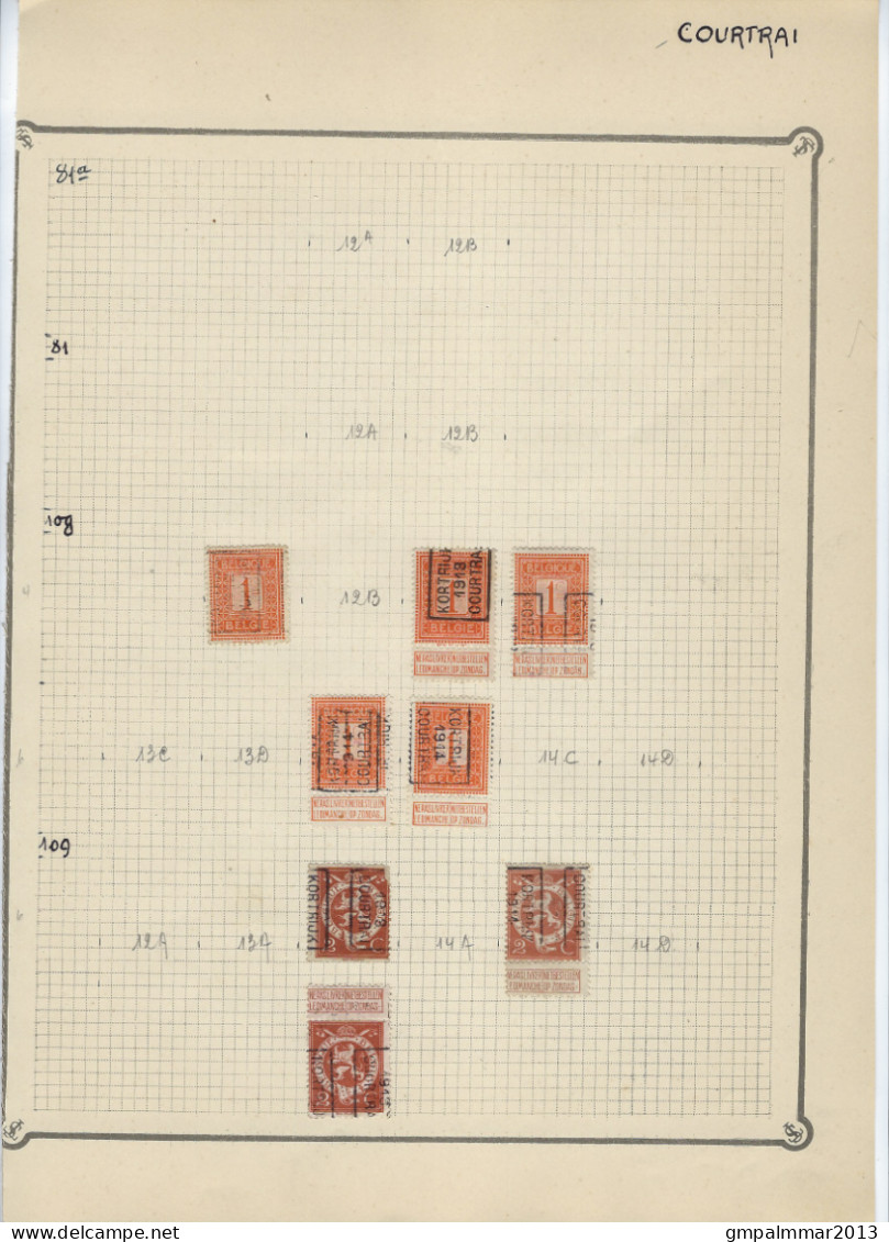 Lot Op Albumbladen Allen Voorafstempelingen KORTRIJK - COURTRAI  ; Details En Staat Zie 6 Scans ! LOT 320 - Sonstige & Ohne Zuordnung