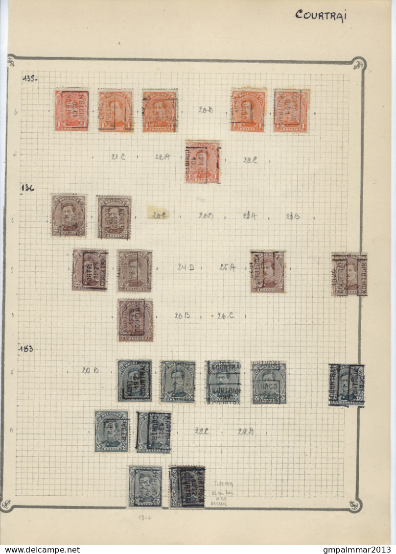 Lot Op Albumbladen Allen Voorafstempelingen KORTRIJK - COURTRAI  ; Details En Staat Zie 6 Scans ! LOT 320 - Autres & Non Classés