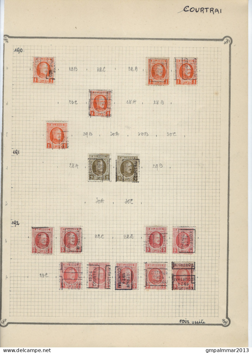 Lot Op Albumbladen Allen Voorafstempelingen KORTRIJK - COURTRAI  ; Details En Staat Zie 6 Scans ! LOT 320 - Sonstige & Ohne Zuordnung