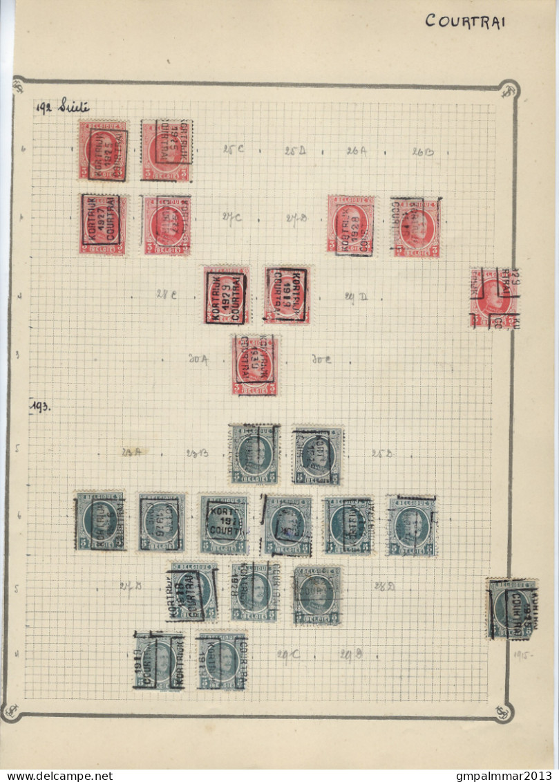Lot Op Albumbladen Allen Voorafstempelingen KORTRIJK - COURTRAI  ; Details En Staat Zie 6 Scans ! LOT 320 - Autres & Non Classés
