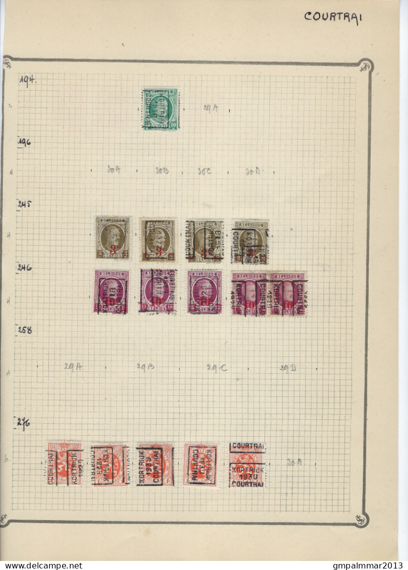 Lot Op Albumbladen Allen Voorafstempelingen KORTRIJK - COURTRAI  ; Details En Staat Zie 6 Scans ! LOT 320 - Autres & Non Classés