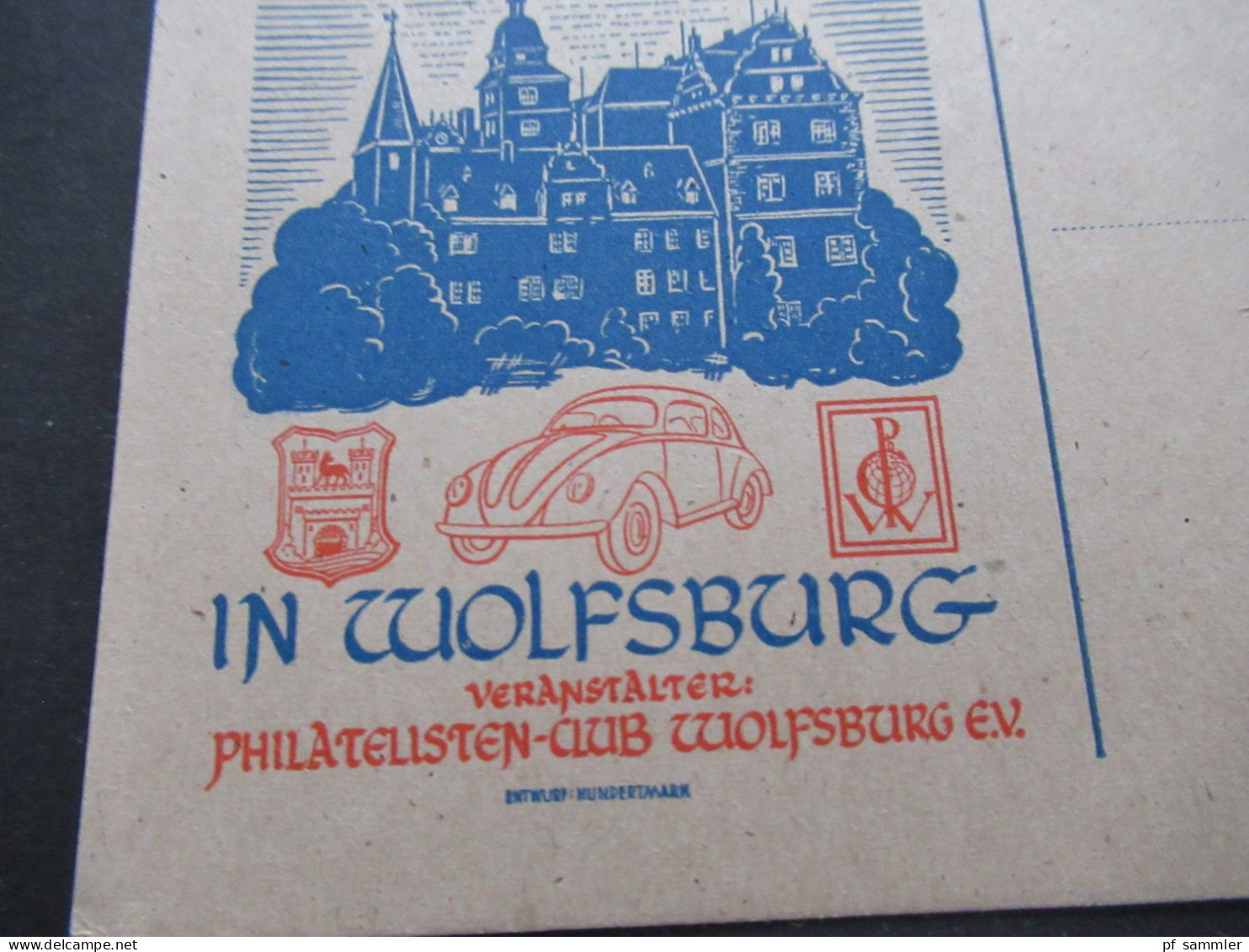 Alliierte Besetzung 1948 Stephan Nr.964 Sonder PK Und St Wolfsburg 1948 Postwertzeichenschau / VW Käfer - Lettres & Documents