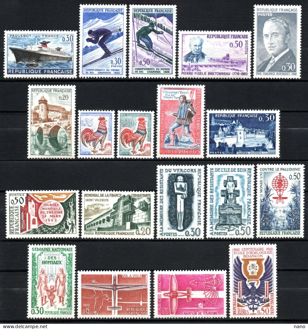 Année 1962 - Année Complète (sauf Série Personnages Célèbres Et Série Tableaux : 9 Timbres) Soit 40 Timbres - Neuf */ ** - 1960-1969