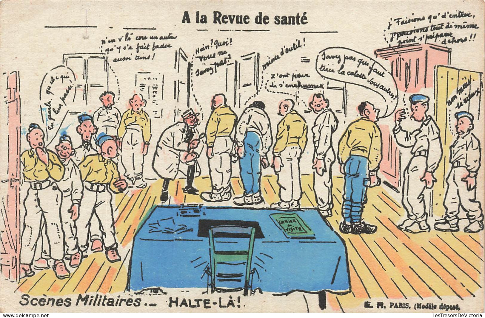 MILITARIA - A La Revue Santé - Scènes Militaires - Halte Là ! - ER Paris - Carte Postale Ancienne - Humoristiques