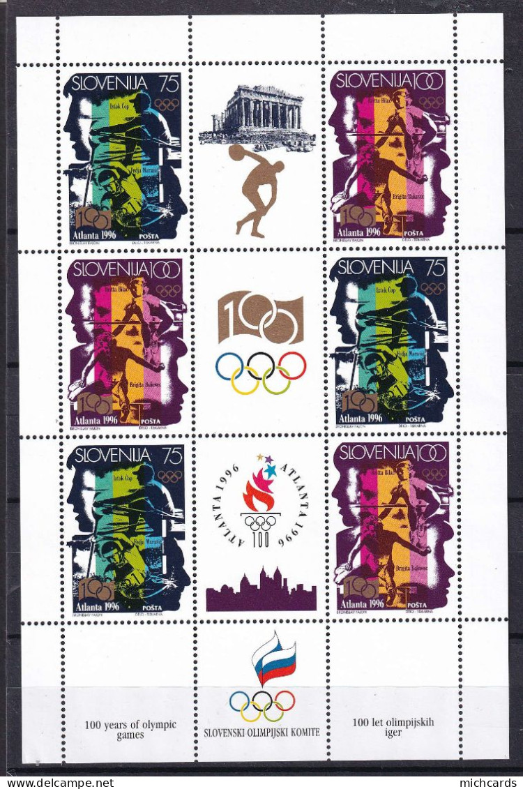 322 SLOVENIE 1996 - Y&T BF 154 - Sport JO Atlanta Divers Disciplines - Neuf ** (MNH) Sans Charniere - Slowenien