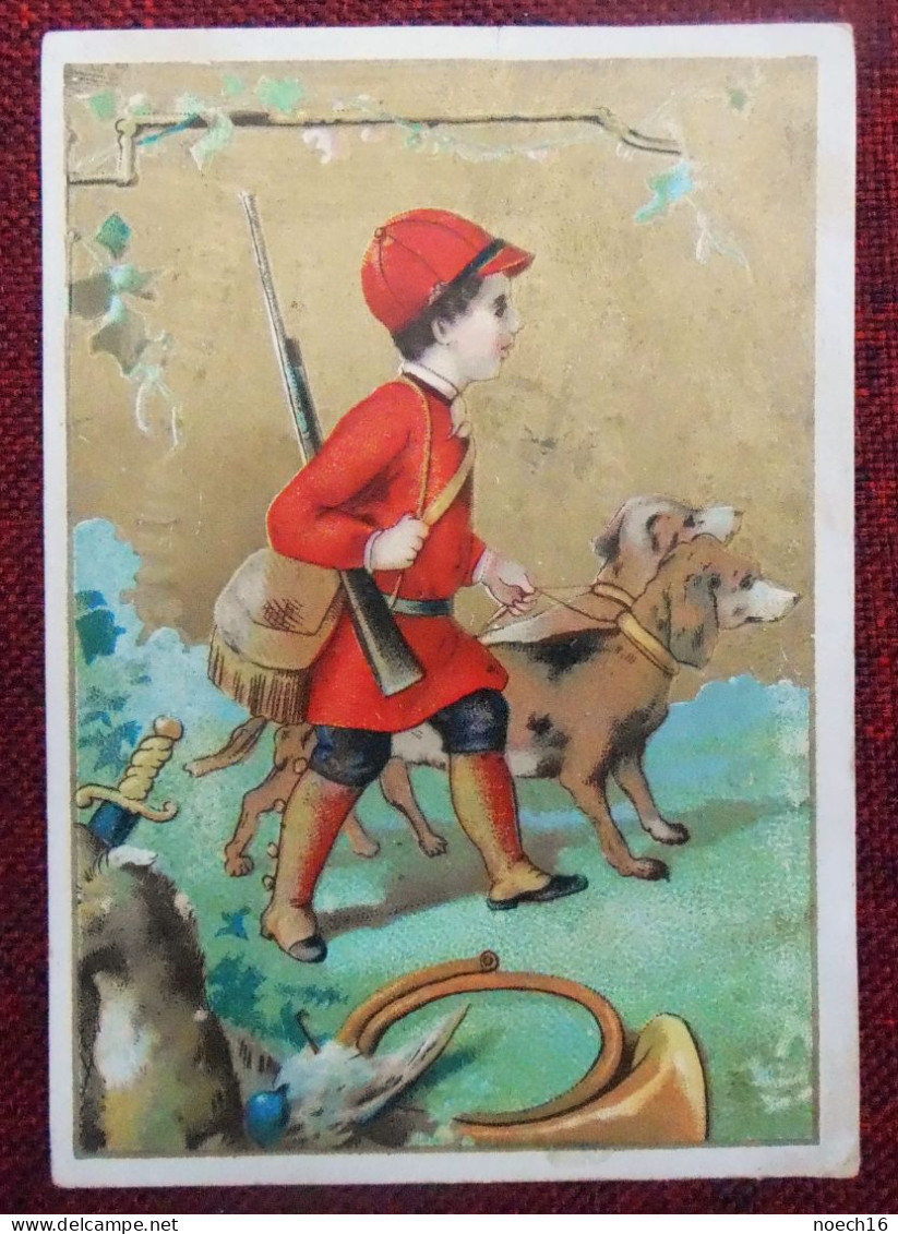 Chromo Publicité, Mercerie S. Bernard, Paris / Enfant Et Chiens à La Chasse - Other & Unclassified