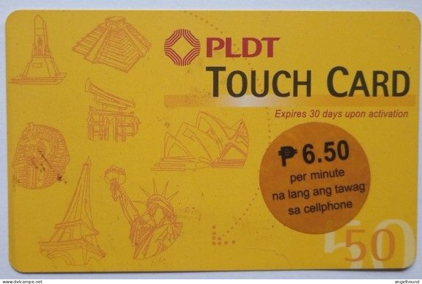 Philippines  50 Units MINT PLDT Touch Card - Yellow - Philippines