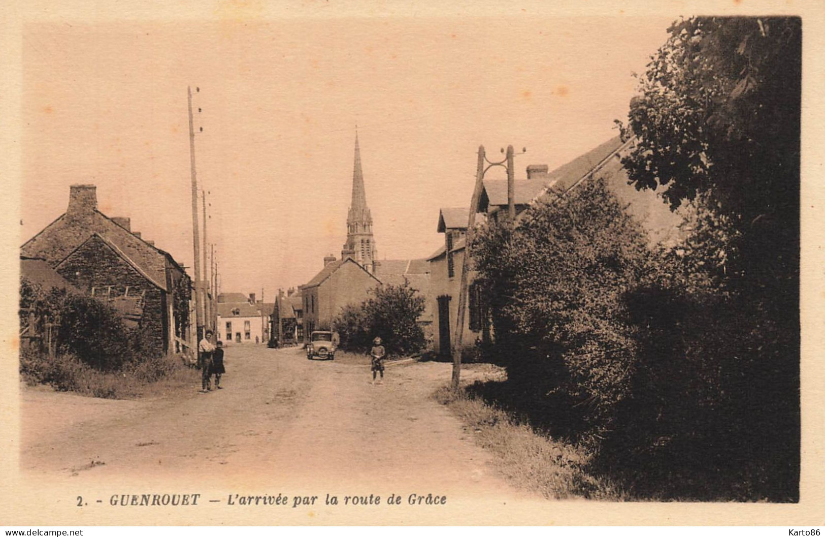 Guenrouet * L'arrivée Par La Route De Grâce * Villageois Enfants - Guenrouet