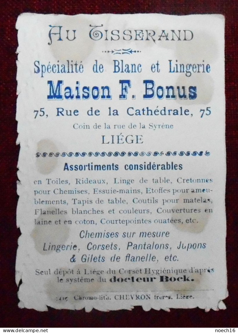 Chromo Publicité, Au Tisserand, Maison F. Bonus, Liège - Autres & Non Classés