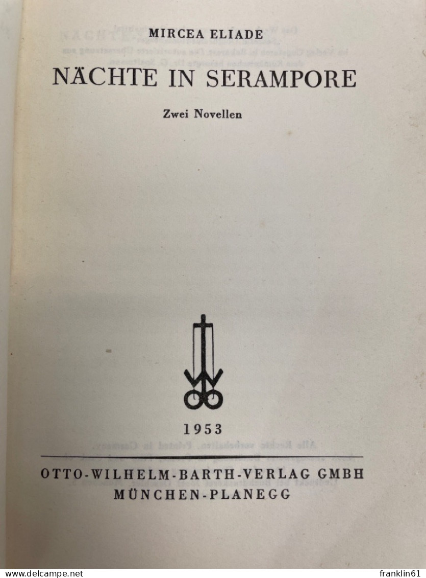 Nächte In Serampore : 2 Novellen. - Poems & Essays