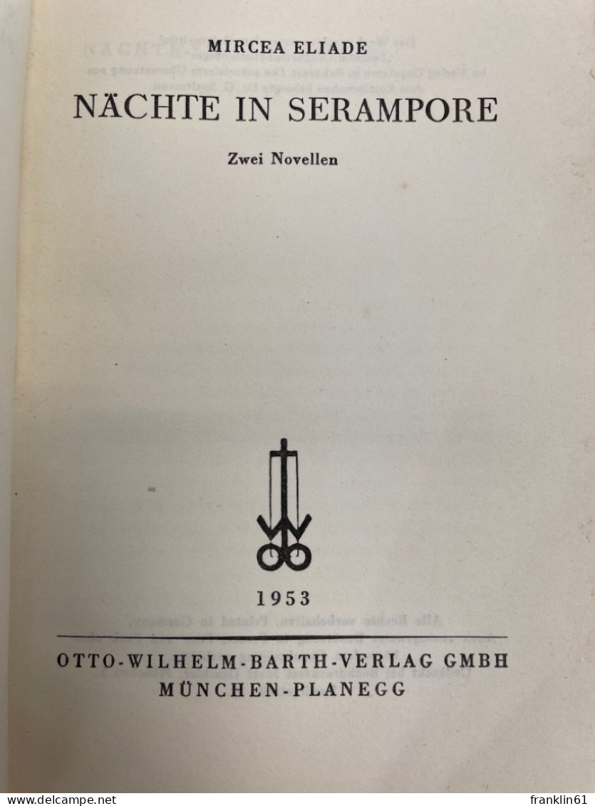 Nächte In Serampore : 2 Novellen. - Poesia