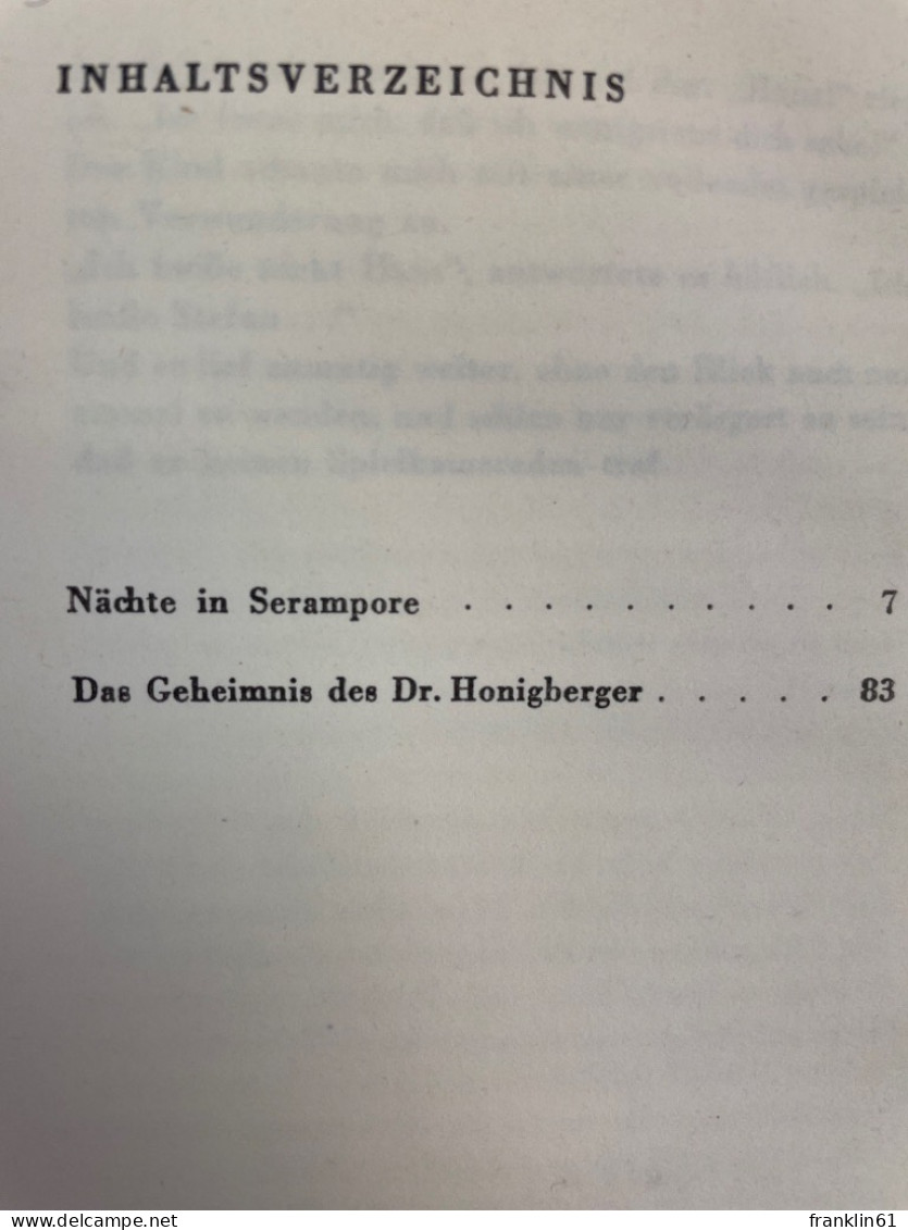 Nächte In Serampore : 2 Novellen. - Gedichten En Essays