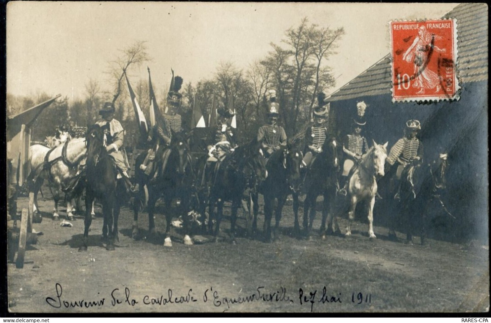 50 EQUEURDREVILE - CPA  Photo 7 Mai 1911 - Souvenir De La Cavalerie  ( Chaque Cavalier Est Identifié -voir Au Dos)  - - Equeurdreville