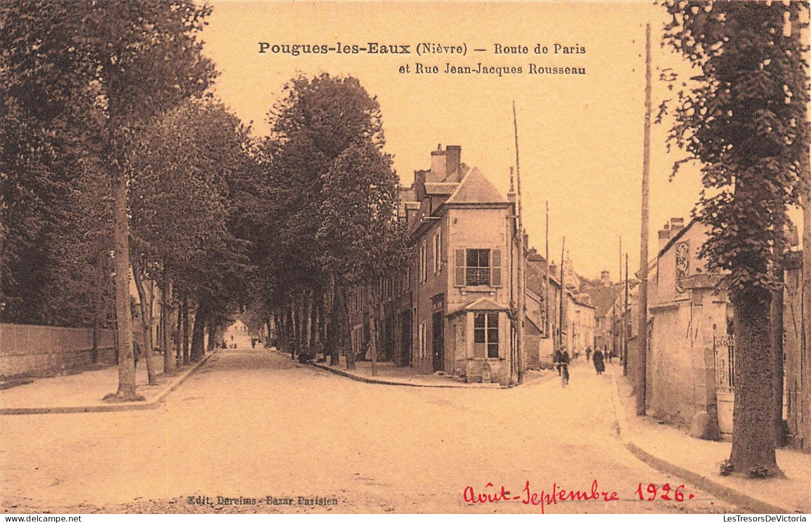 FRANCE - Pougues Les Eaux - Route De Paris Et Rue Jean-Jacques Rousseau - Carte Postale Ancienne - Pougues Les Eaux
