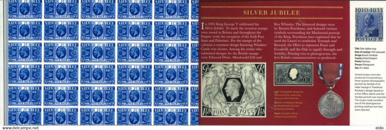 GREAT BRITAIN  : - 2010, SPECIAL ISSUE OF ROYAL MAIL STAMPS BOOKLET OF (1910 - 1936) KING GEORGE V. UMM (**).