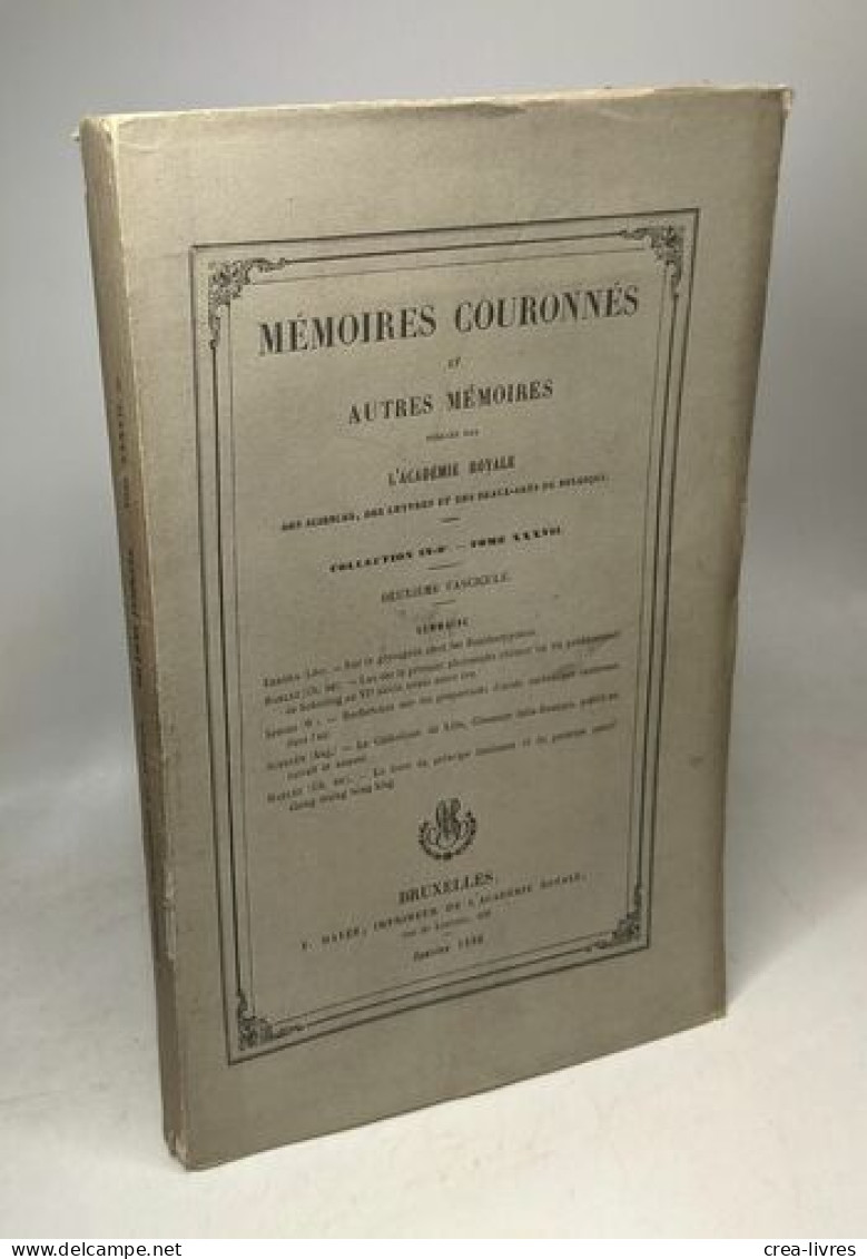 Sur Le Glycogène Chez Les Basidiomycètes / Mémoires Couronnés Et Autres Mémoires 2e Fasicule TOME XXXVII - Non Classés