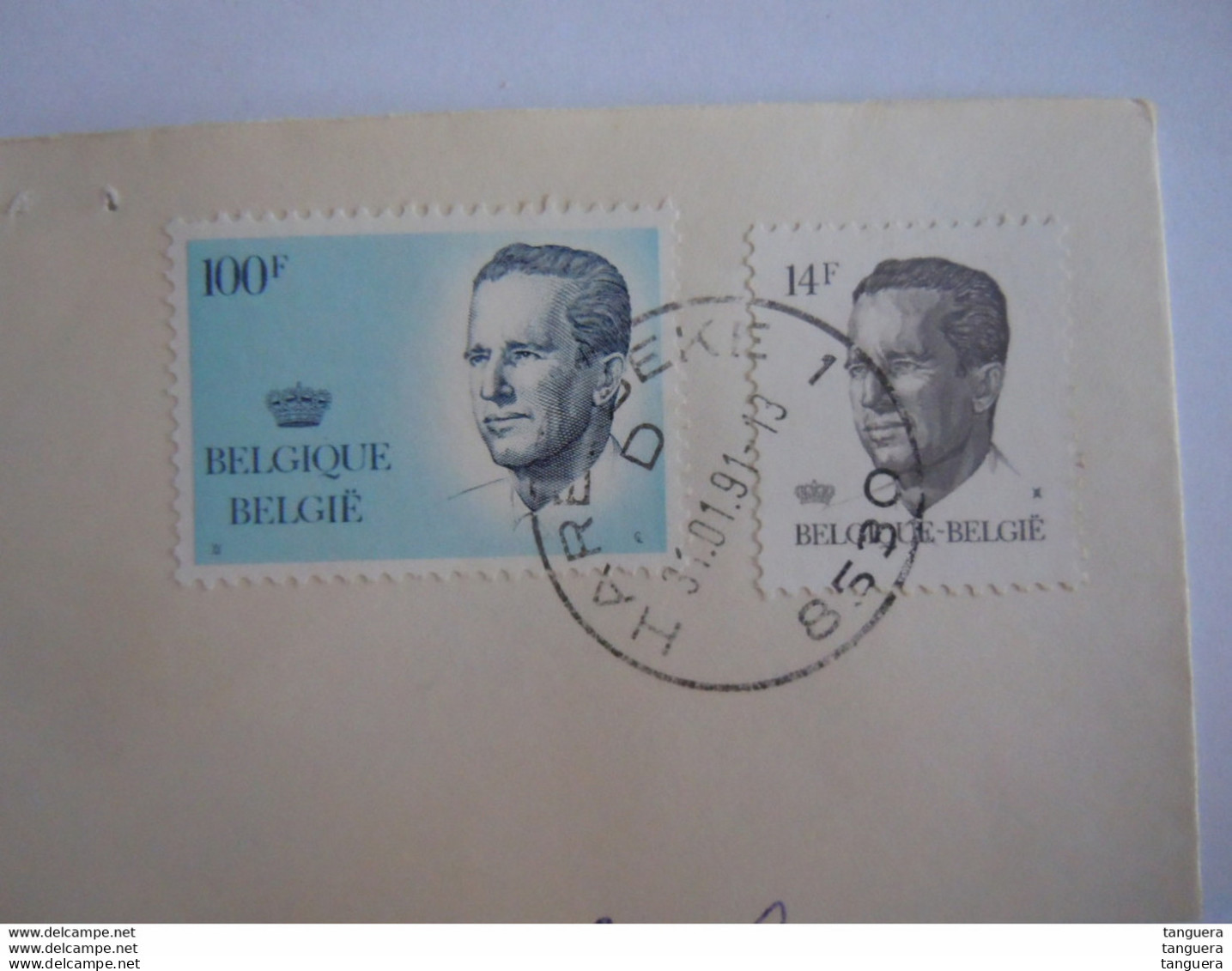 België Belgique Brief Lettre Recommandée Velghe 1991 Harelbeke 1 - Brussel - 1981-1990 Velghe