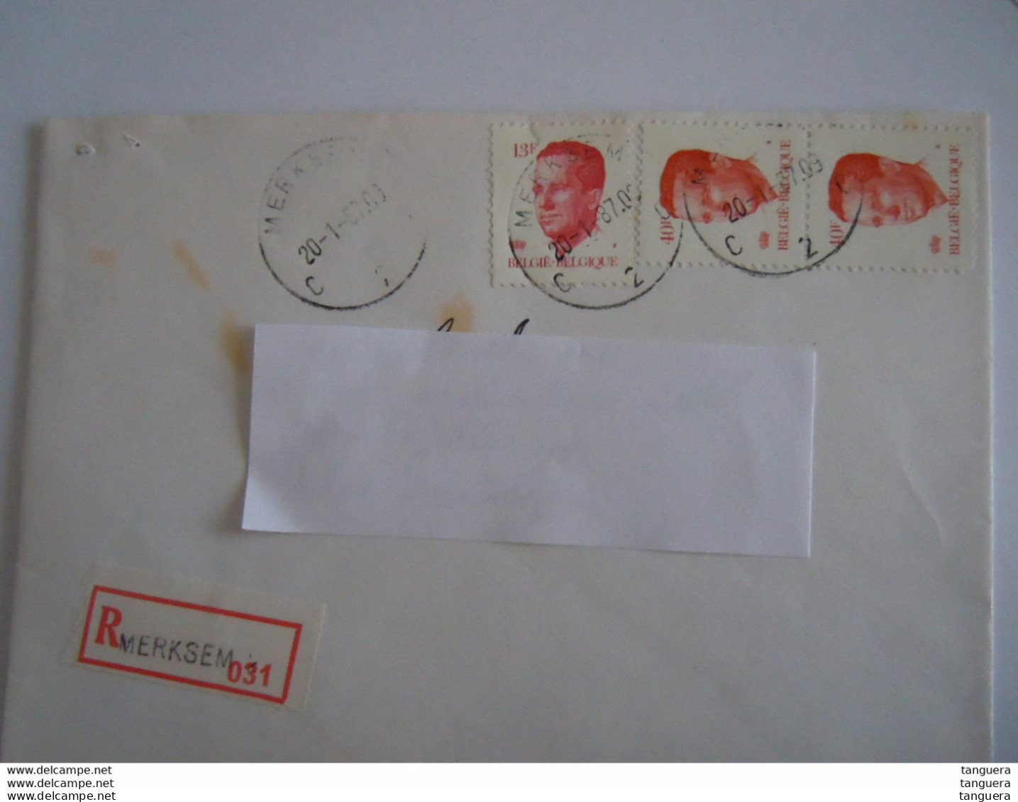 België Belgique Brief Lettre Recommandée Velghe 1987 Merksem 2 - Antwerpen 1 Zegel Beschadigd, 1 Timbre Abimé - 1981-1990 Velghe