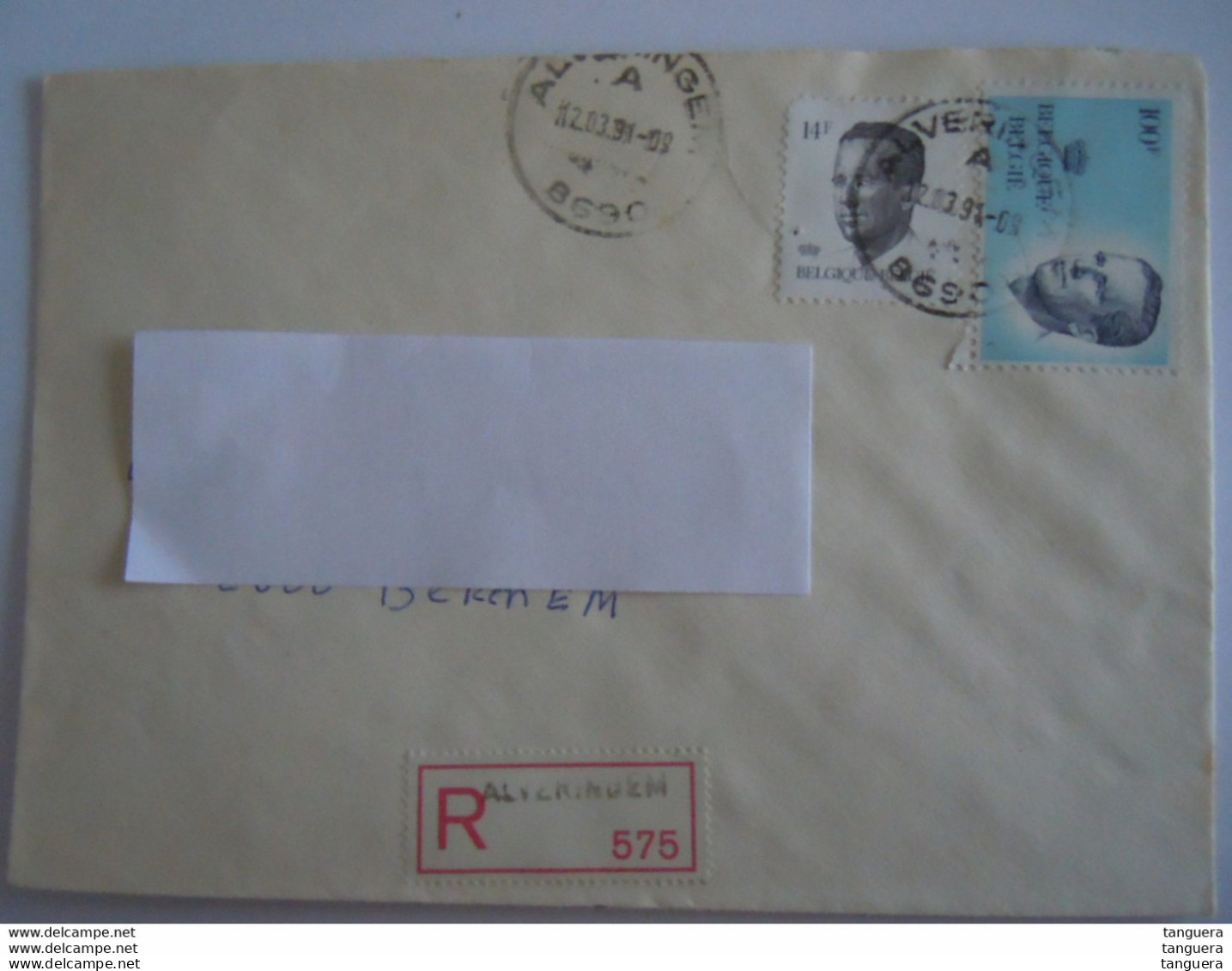 België Belgique Brief Lettre Recommandée Velghe 1991 Alveringem - Berchem - 1981-1990 Velghe
