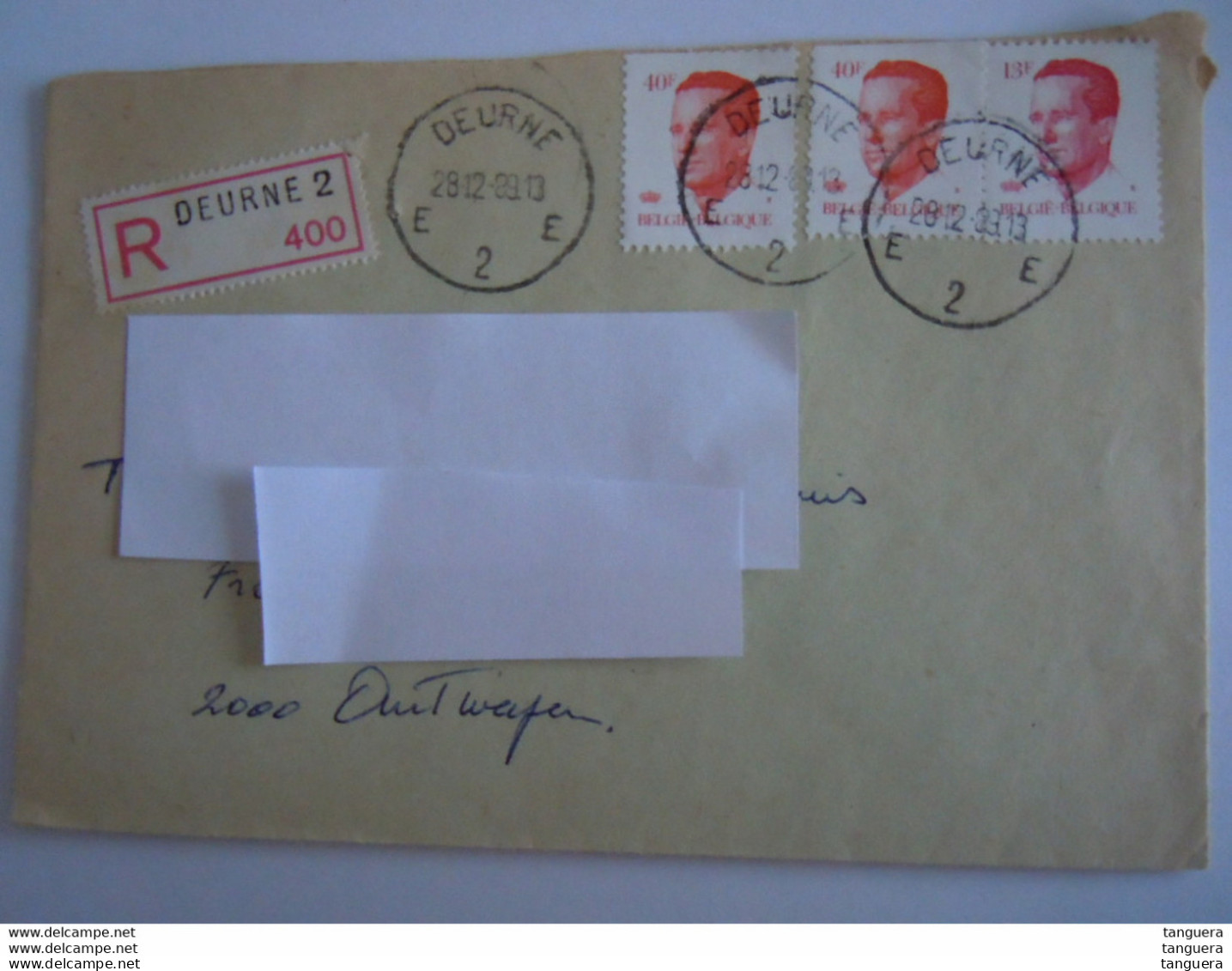België Belgique Brief Lettre Recommandée Velghe 1989 Deurne 2 - Antwerpen - 1981-1990 Velghe