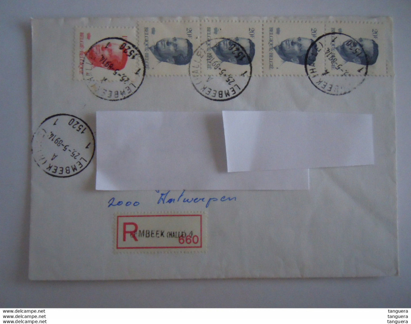 België Belgique Brief Lettre Recommandée Velghe 1989 Lembeek (Halle) 1 - Antwerpen - 1981-1990 Velghe