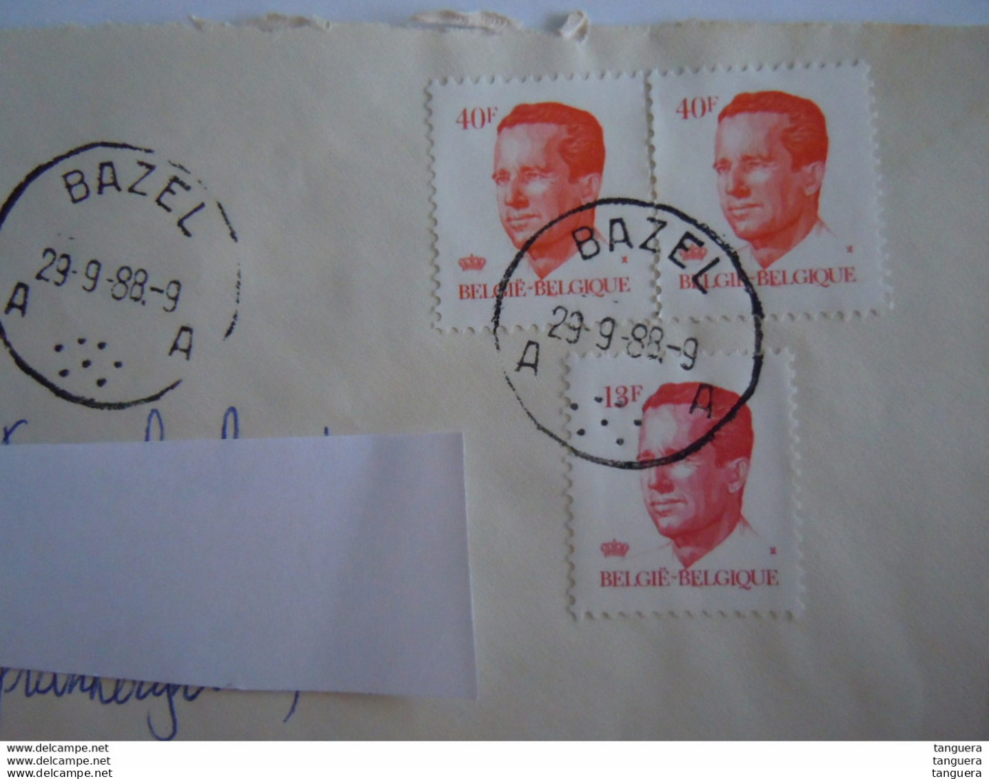 België Belgique Brief Lettre Recommandé Velghe 1988 Bazel - Antwerpen - 1981-1990 Velghe