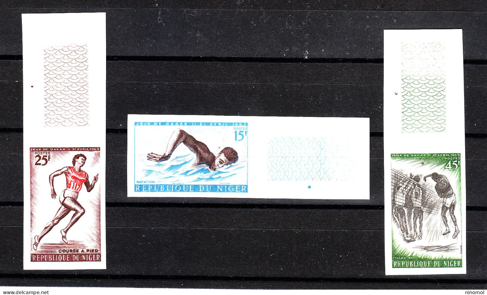 Niger  -  1963. Volley, Nuoto, Corsa. . Swimming, Running. Friendship Games.Fresh Imperf. Complete MNH Seres - Volleyball