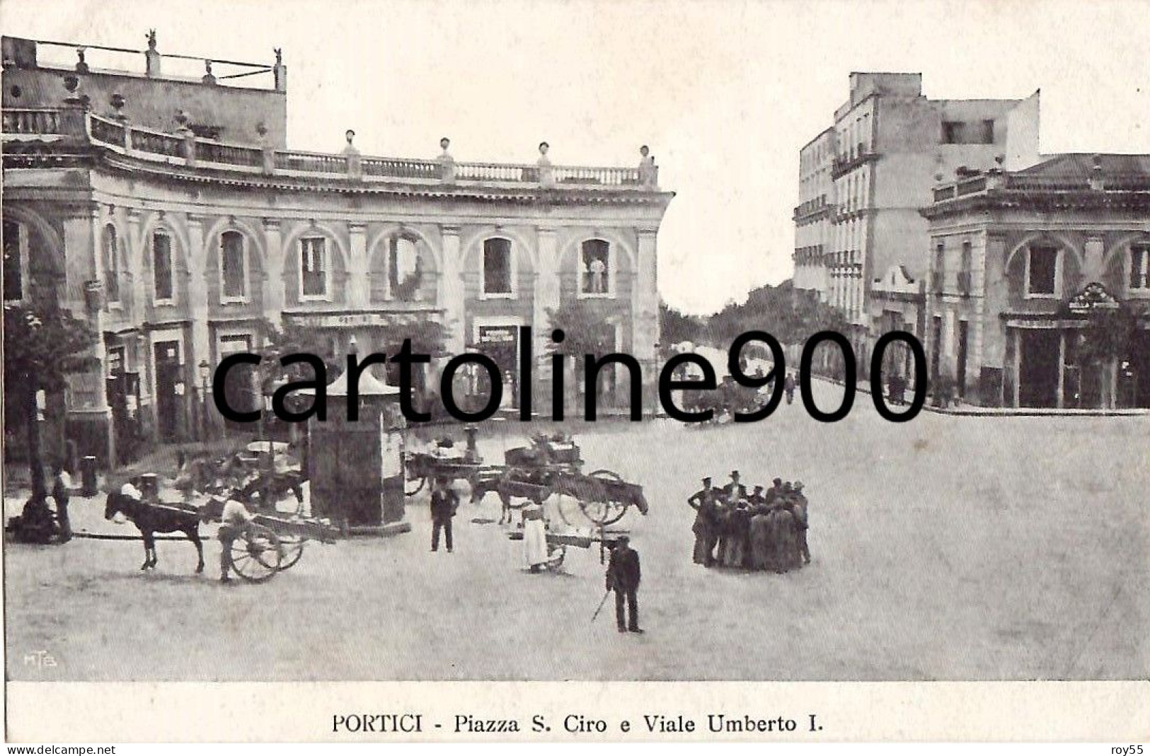 Campania-portici Piazza S.ciro Viale Umberto I Animatissima  Bella Veduta Piazza Primi 900 (f.piccolo) - Portici