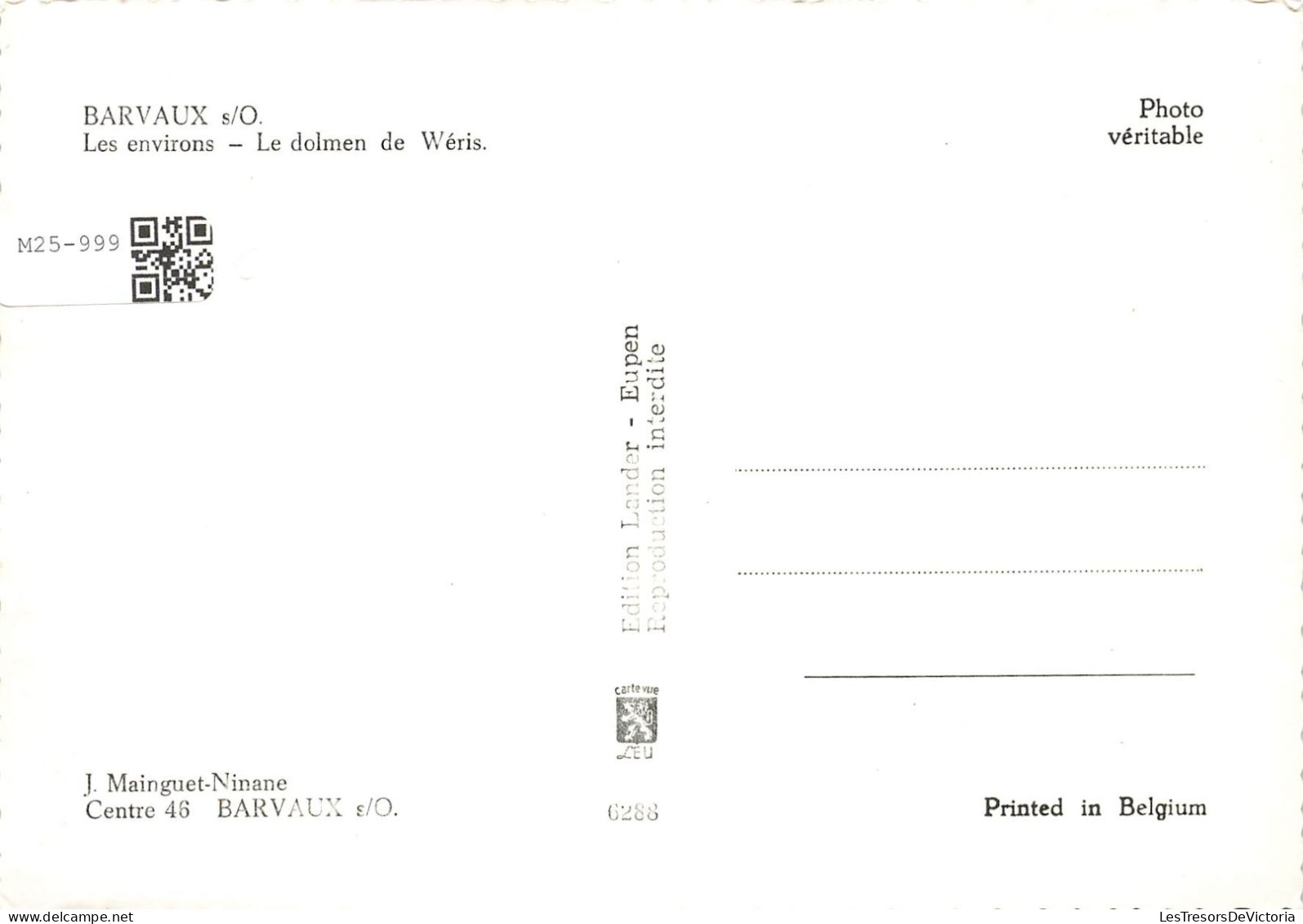 BELGIQUE - Durbuy - Barvaux - Les Environs - Le Dolmen De Wéris - Carte Postale - Durbuy