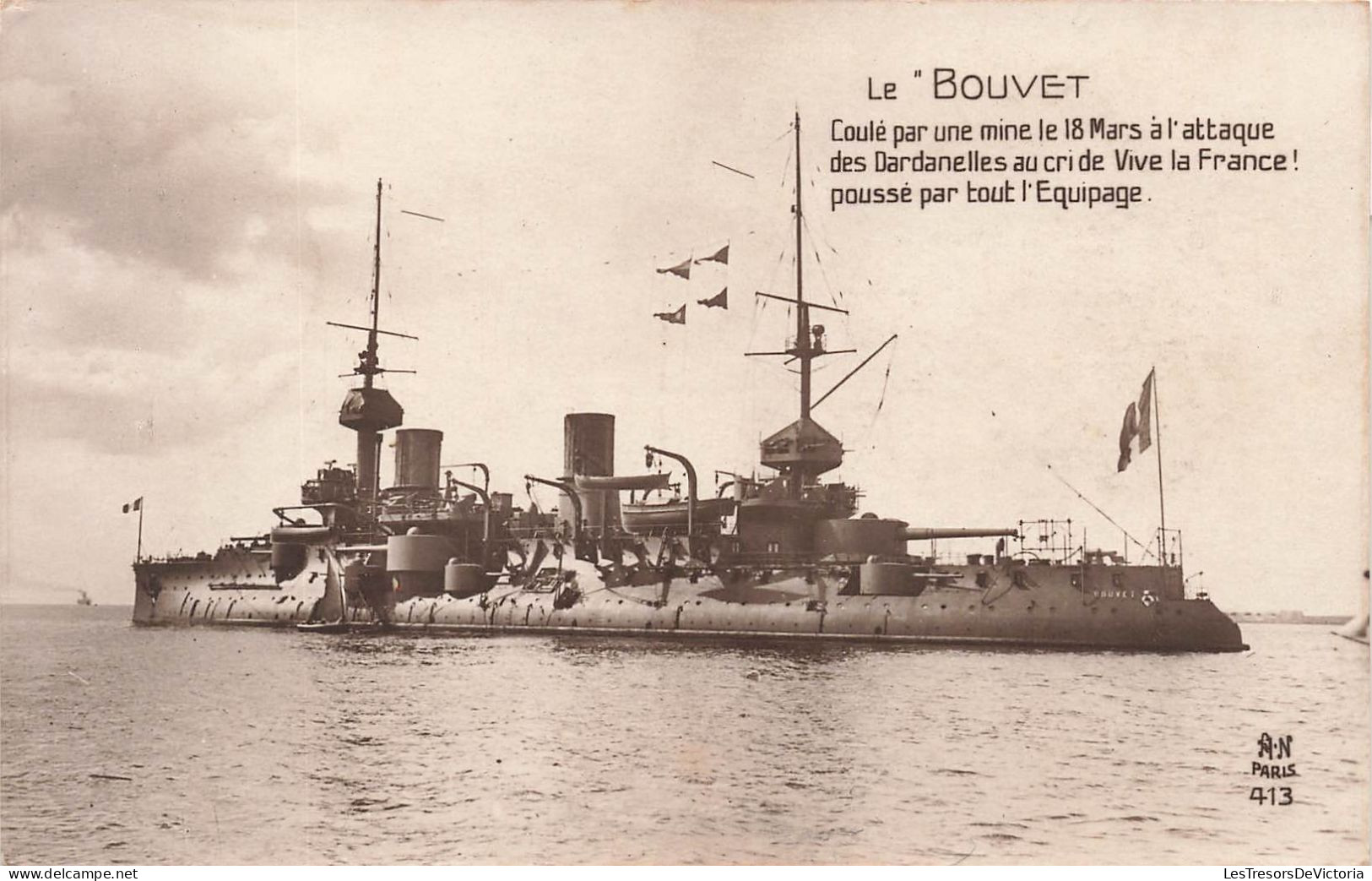 MILITARIA - Matériel - Le Bouvet - Navire De Guerre - Carte Postale Ancienne - Matériel