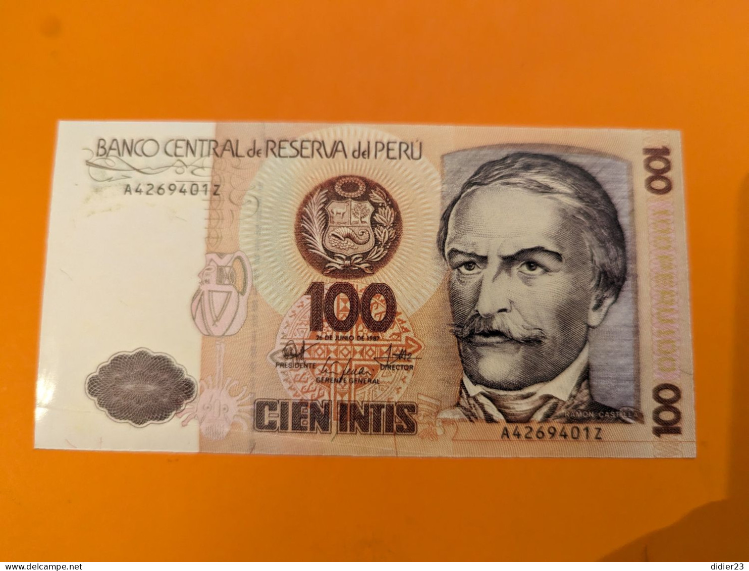 BILLET DE BANQUE  UNE SEULE FACE - Perú