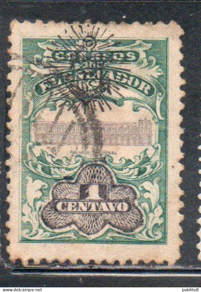 EL SALVADOR 1907 UPU NATIONAL PALACE CENT. 1c USED USATO OBLITERE' - Salvador