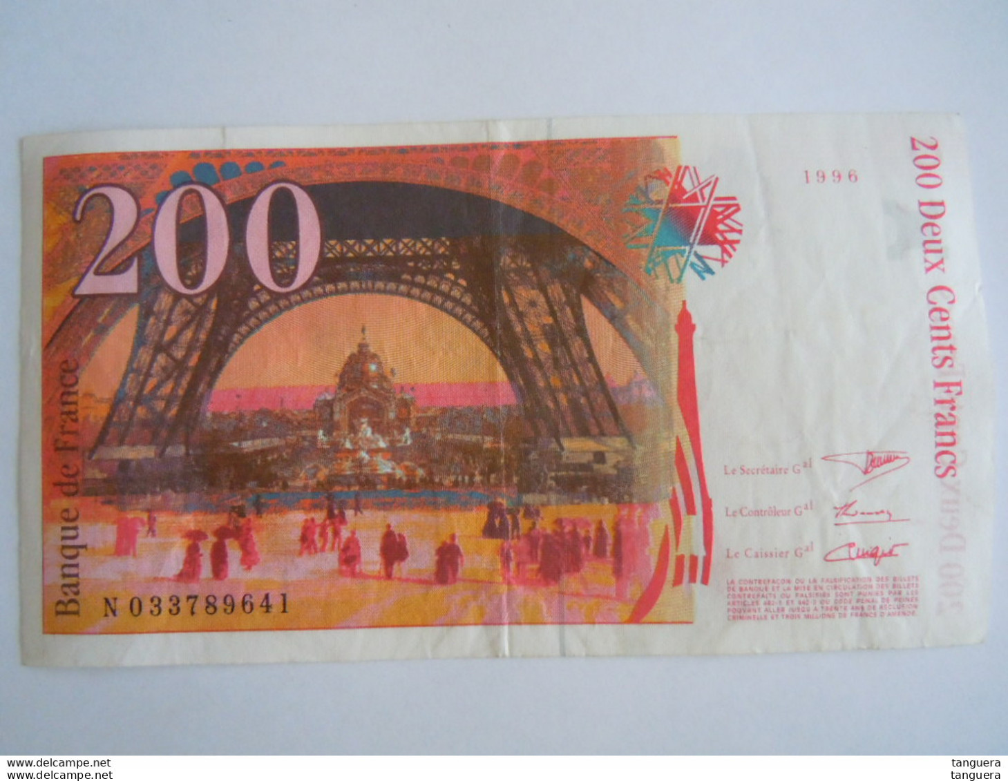 France Gustave Eiffel 100 Francs 1996 N 033789641 - 200 F 1995-1999 ''Eiffel''