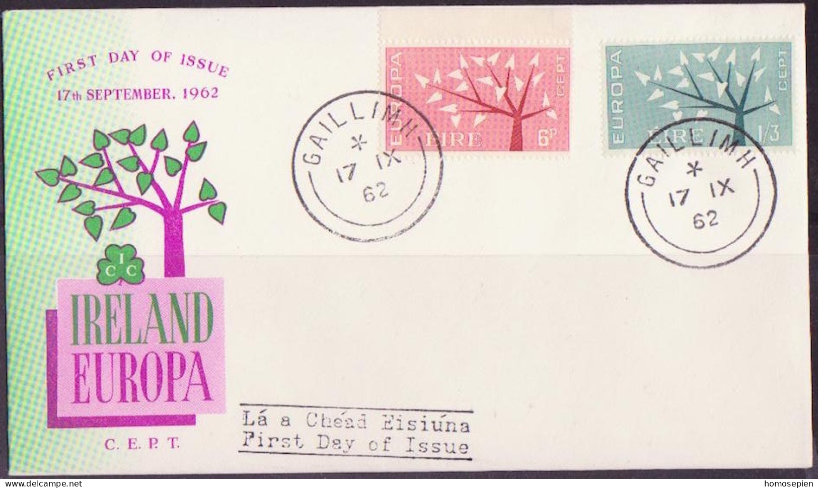 Irlande - Ireland - Irland FDC6 1962 Y&T N°155 à 156 - Michel N°155 à 156 - EUROPA - FDC