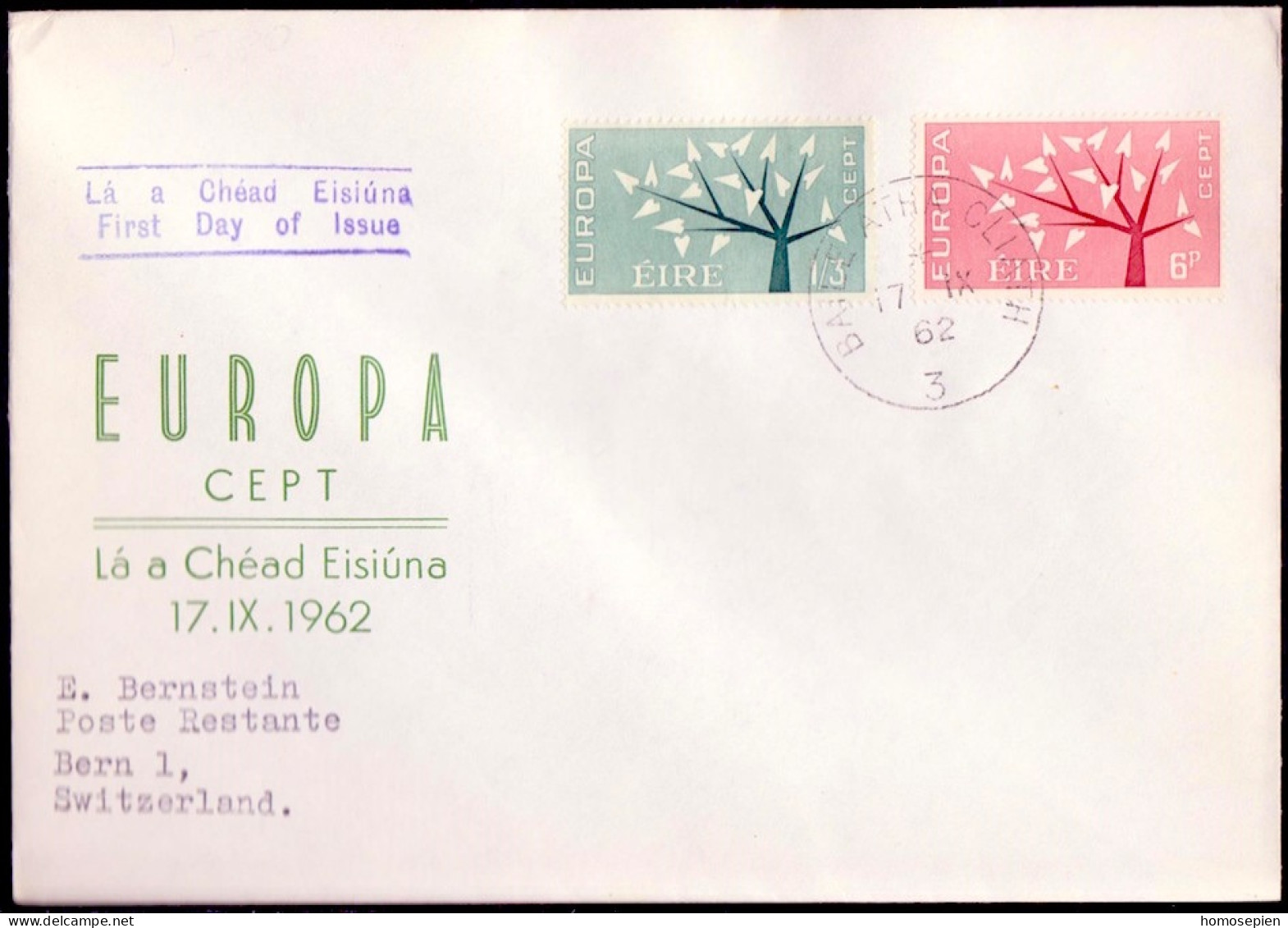 Europa CEPT 1962 Irlande - Ireland - Irland FDC8 Y&T N°155 à 156 - Michel N°155 à 156 - 1962