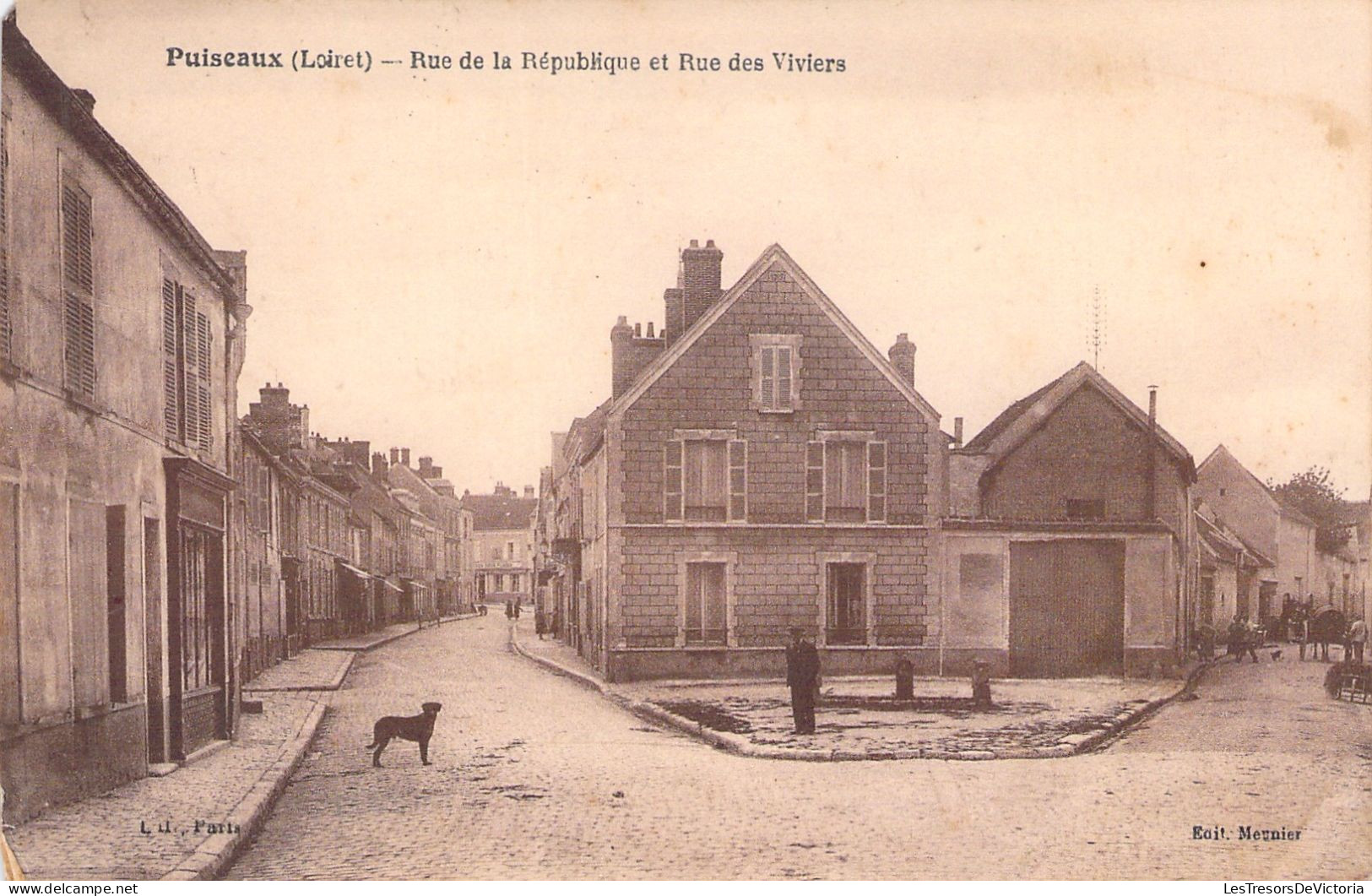 FRANCE - Puiseaux - Rue De La Republique Et Rue Des Viviers - Carte Postale Ancienne - Puiseaux