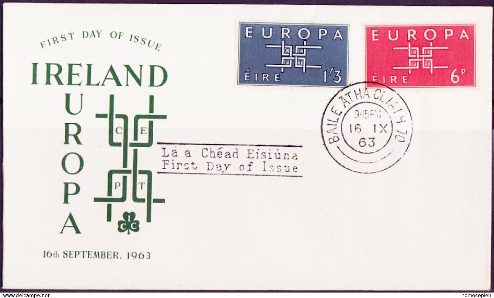 Europa CEPT 1963 Irlande - Ireland - Irland FDC1 Y&T N°159 à 160 - Michel N°159 à 160 - 1963