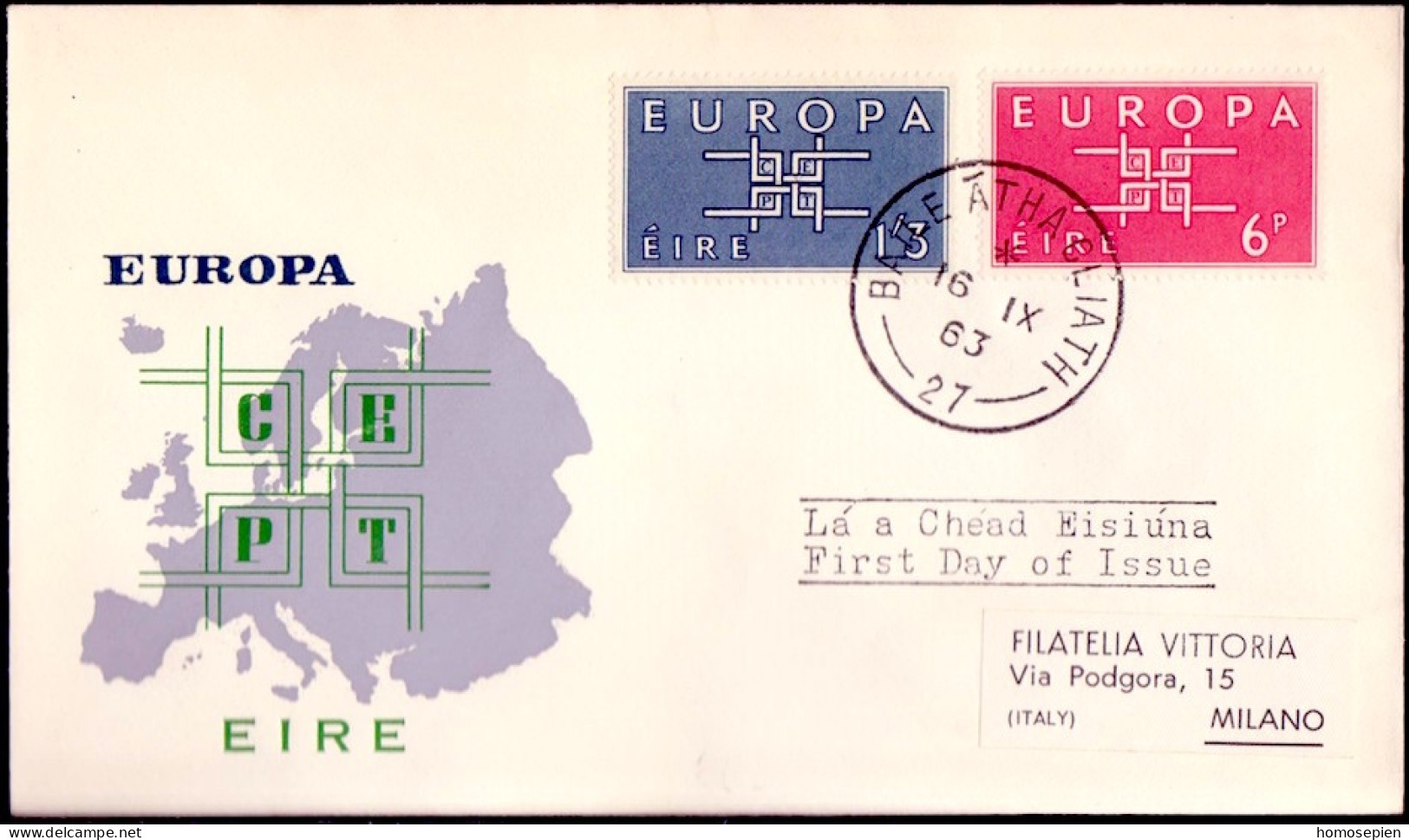 Europa CEPT 1963 Irlande - Ireland - Irland FDC5 Y&T N°159 à 160 - Michel N°159 à 160 - 1963