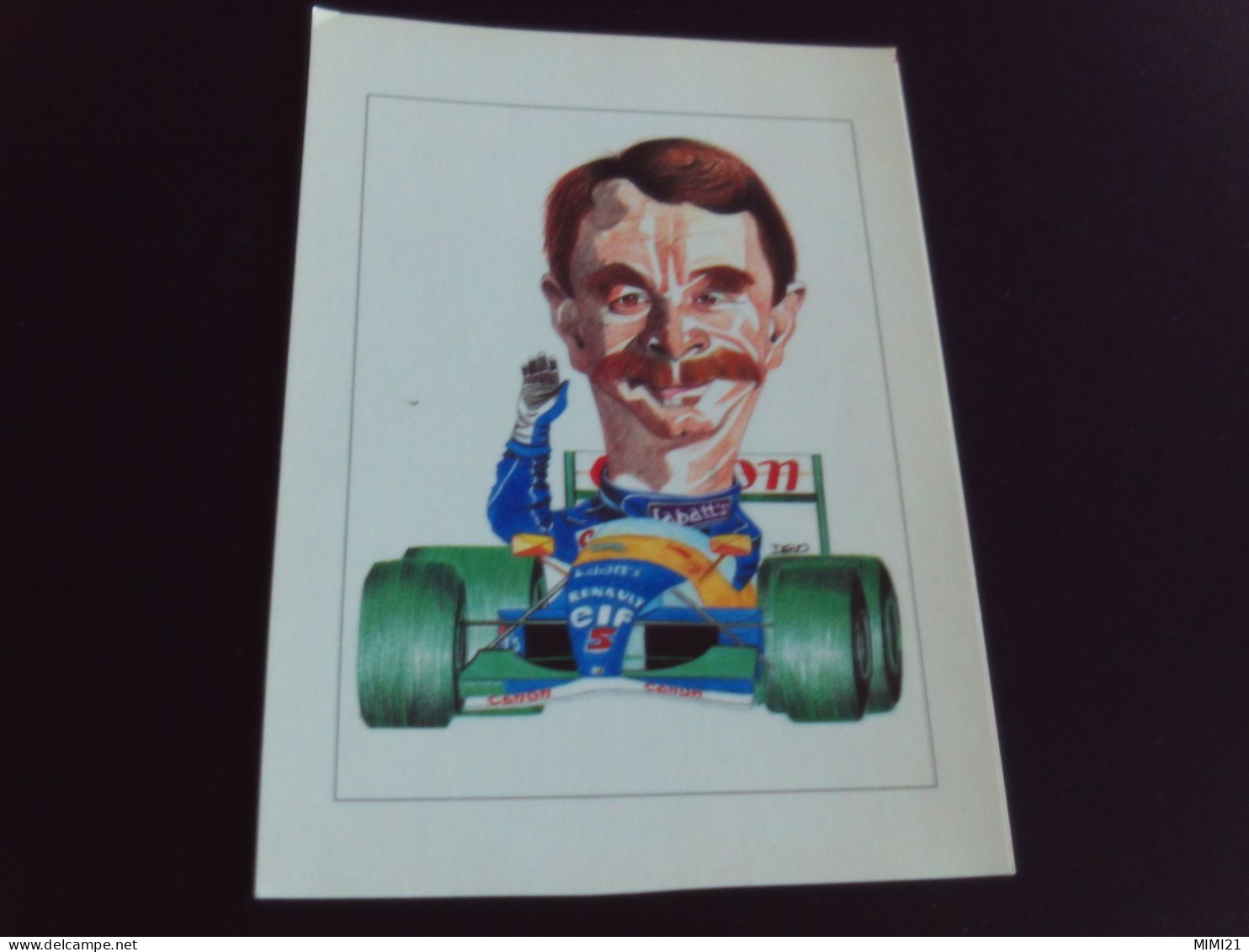 BELLE ILLUSTRATION HUMORISTIQUE ET CARICATURE .."N.MANSELL..FORMULE 1".PAR DEVO - Personalità Sportive