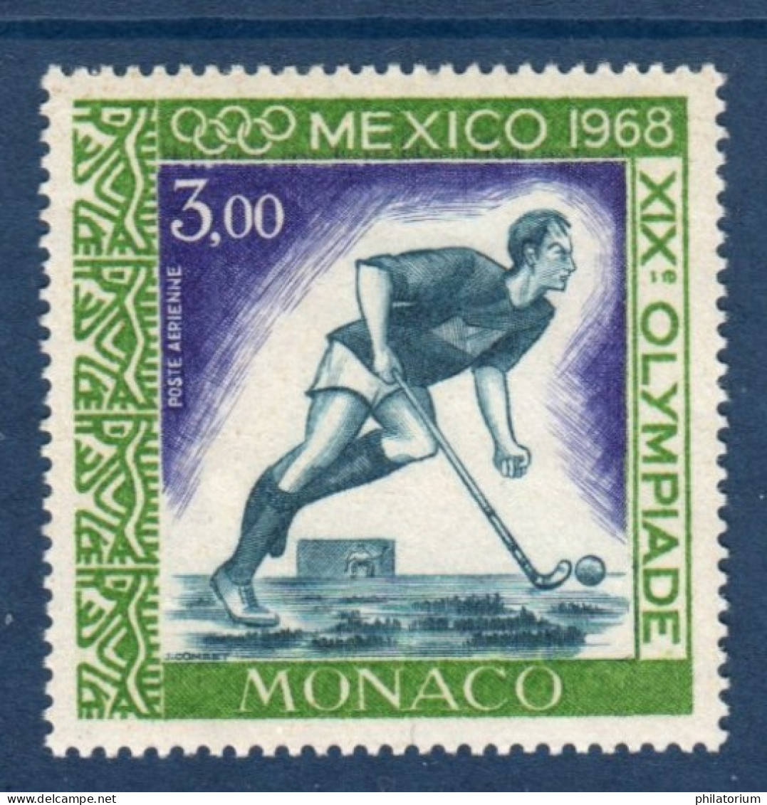 Monaco, **, Yv PA 92, Mi 888,  Hockey Sur Gazon, **, Année 1968, - Hockey (Field)