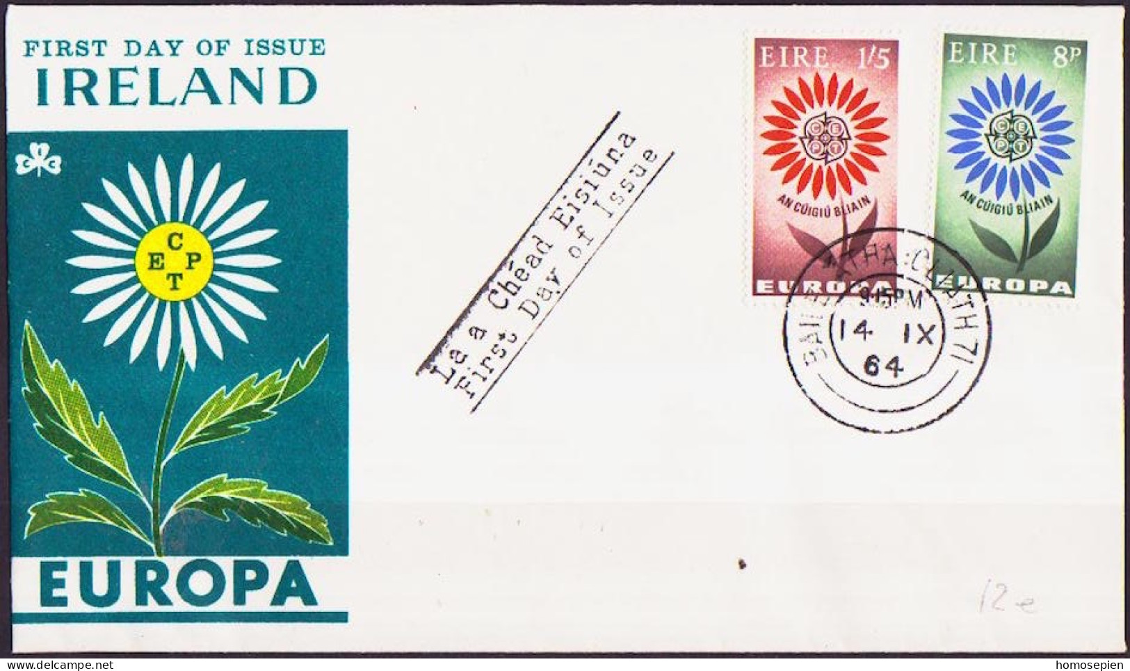 Irlande - Ireland - Irland FDC3 1964 Y&T N°167 à 168 - Michel N°167 à 168 - EUROPA - FDC