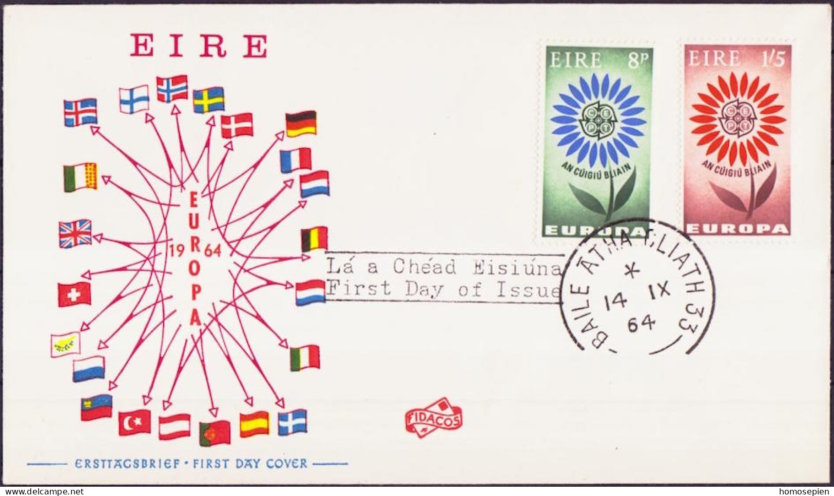 Irlande - Ireland - Irland FDC4 1964 Y&T N°167 à 168 - Michel N°167 à 168 - EUROPA - FDC