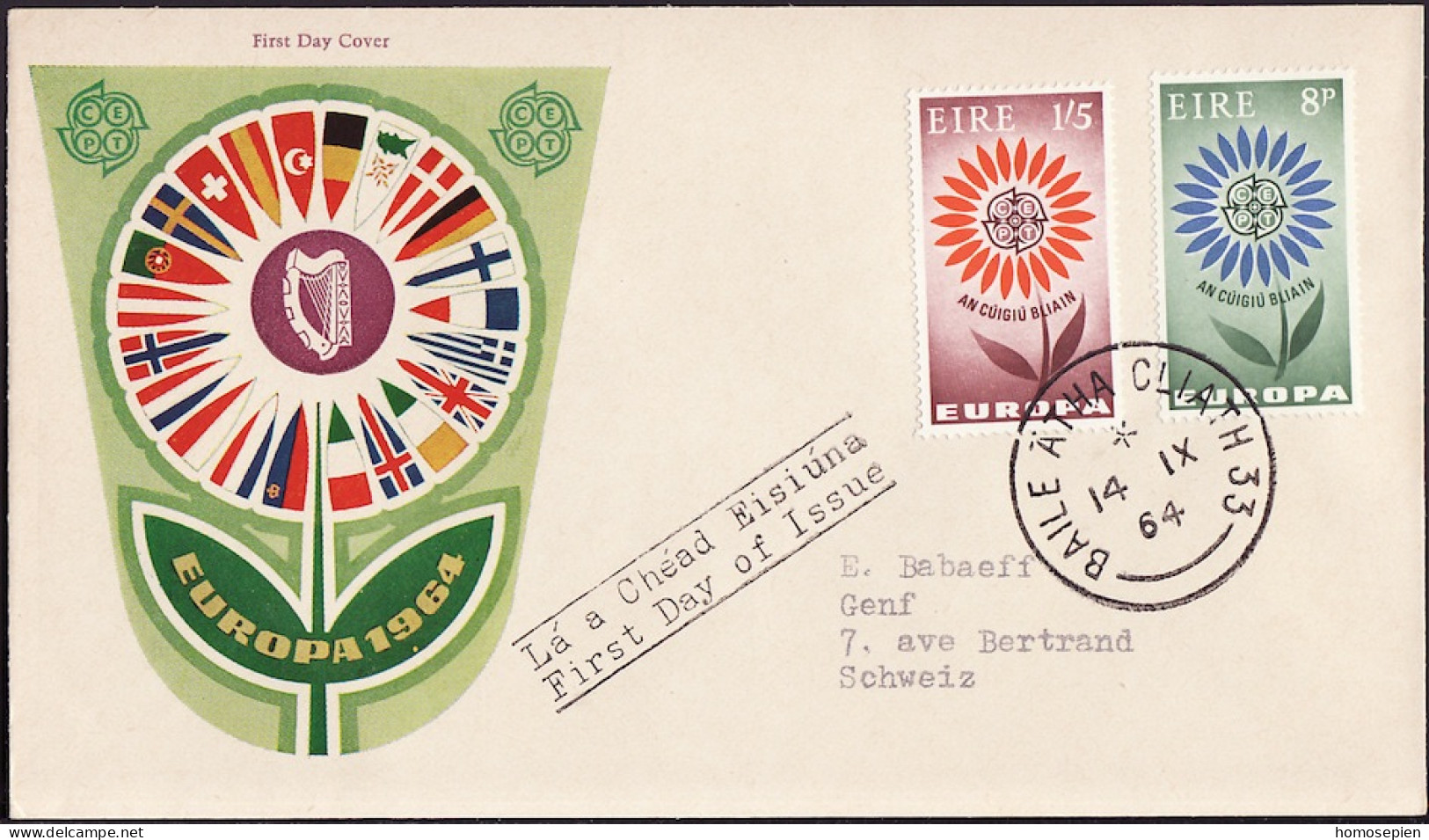 Irlande - Ireland - Irland FDC5 1964 Y&T N°167 à 168 - Michel N°167 à 168 - EUROPA - FDC