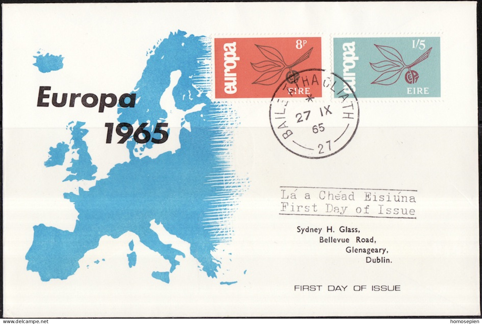 Irlande - Ireland - Irland FDC2 1965 Y&T N°175 à 176 - Michel N°176 à 177 - EUROPA - FDC