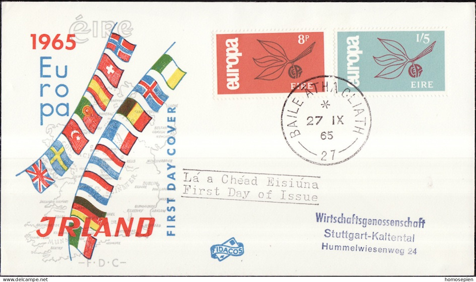 Irlande - Ireland - Irland FDC6 1965 Y&T N°175 à 176 - Michel N°176 à 177 - EUROPA - FDC