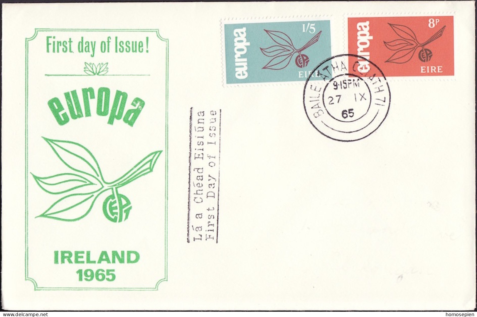 Europa CEPT 1965 Irlande - Ireland - Irland FDC1 Y&T N°175 à 176 - Michel N°176 à 177 - 1965