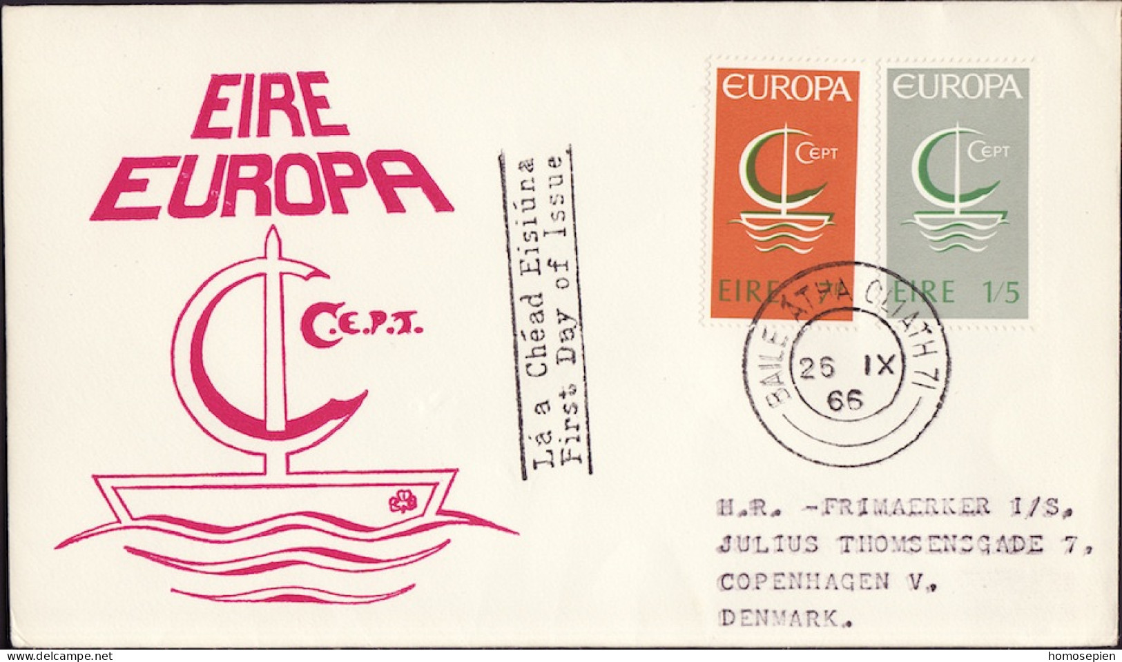 Irlande - Ireland - Irland FDC6 1966 Y&T N°187 à 188 - Michel N°188 à 189 - EUROPA - FDC